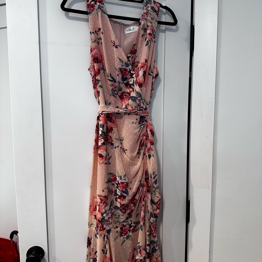 Eliza J Pink Ruffled Tie Front Maxi Dress